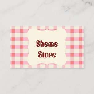 Personalised Pink Gingham Business Card Custom E