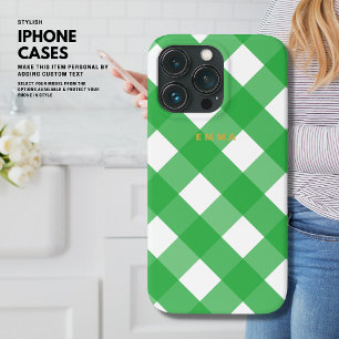 Personalised Pink Gingham iPhone Case with Name