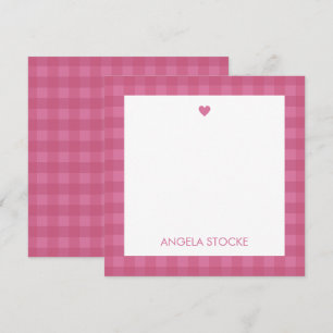 Personalised Pink Gingham Note Card