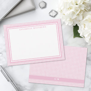 Personalised Pink Gingham Plaid Card