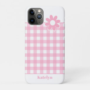 Personalised Pink Gingham Plaid Case-Mate iPhone Case