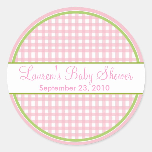 Personalised Pink Gingham Stickers (Front)