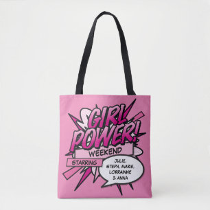 Personalised Pink GIRL POWER Girls Weekend Tote Bag