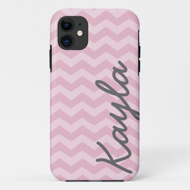 Personalised Pink Girly Chevron Pattern Case-Mate iPhone Case (Back)