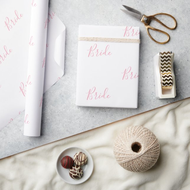 Personalised Pink Girly Elegant Name Bride Wrappin Wrapping Paper (Crafts)