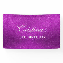Personalised Pink Glitter Birthday Banner