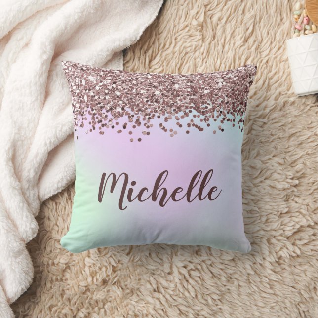 Personalised Pink Glitter Cushion (Blanket)