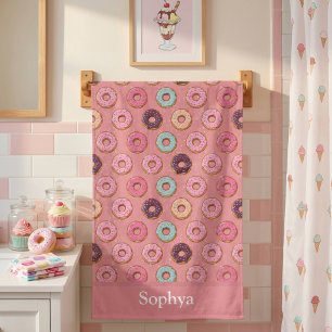 Personalised Pink Glitter Doughnut Beach Towel