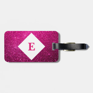 Personalised Pink Glitter Print luggage tag