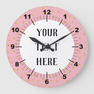 Personalised Pink & Gold Dots Large Clock