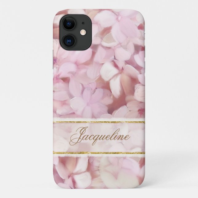 Personalised Pink Gold Elegant Painted Floral Case-Mate iPhone Case (Back)