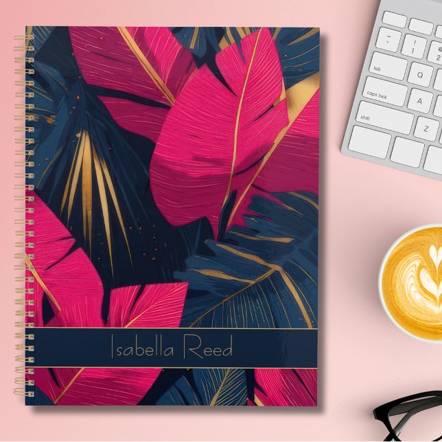 Personalised Pink & Gold Tropical Leaves Planner (Creator Uploaded)