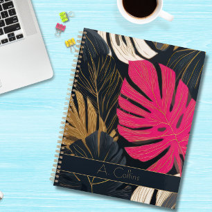 Personalised Pink & Gold Tropical Monstera Planner