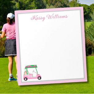 Personalised Pink Golf Cart Name Notepad
