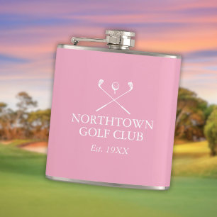Personalised Pink Golf Club Name Hip Flask