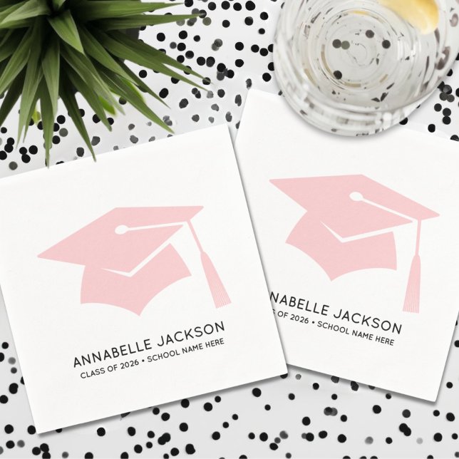 Personalised Pink Graduation Napkin (Personalized Pink Graduation Napkins)
