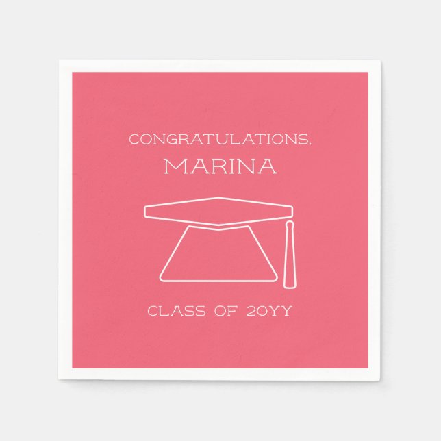 Personalised Pink Graduation Party  Napkin (Front)