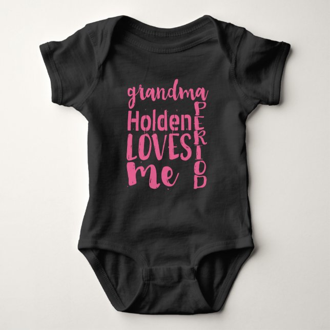 Personalised Pink Grandma Loves ME Period Baby Bodysuit (Front)