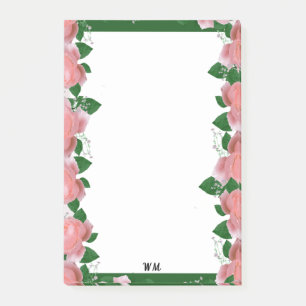 Personalised Pink & Green Florals Post-it Notes