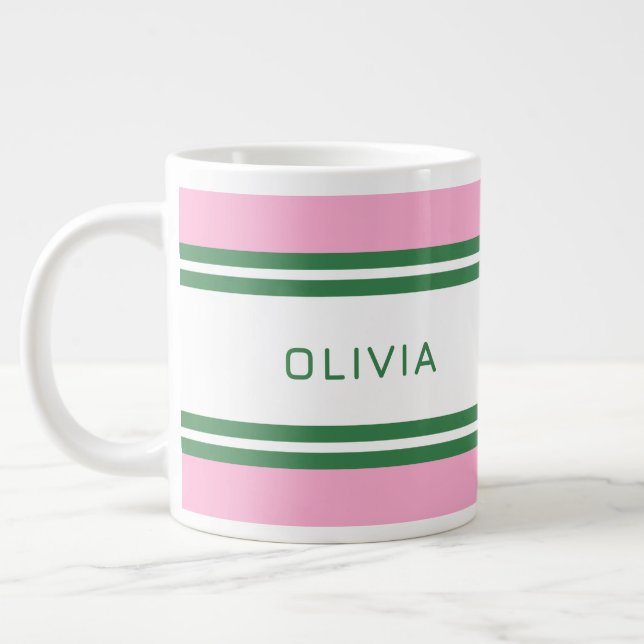Personalised Pink & Green Golf Custom Large Coffee Mug (Left)