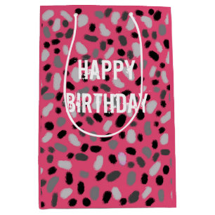 Personalised Pink Grey Black Jelly Bean  Medium Gift Bag
