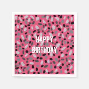 Personalised Pink Grey Black Jelly Bean Napkin
