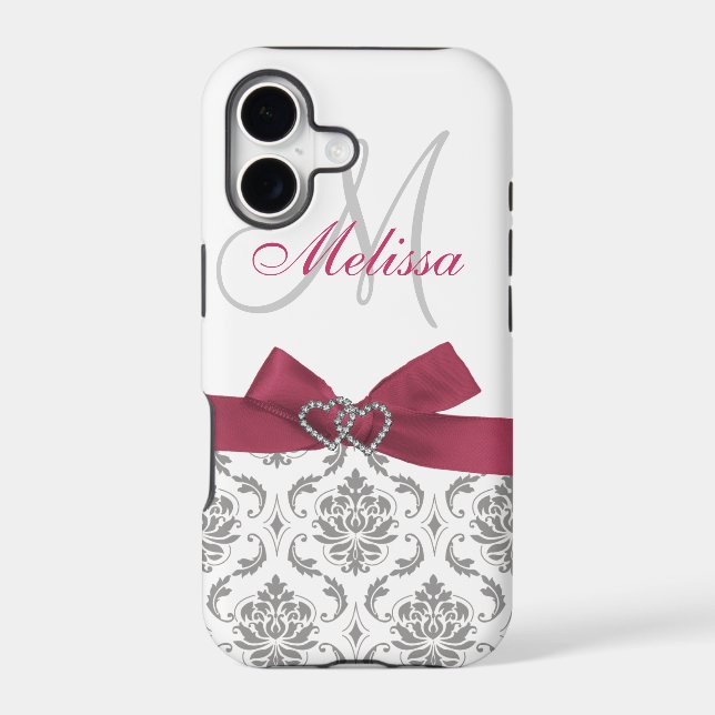 Personalised Pink Grey Damask (Back)
