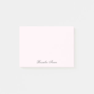 Personalised Pink Grey Script Name  Post-it Notes