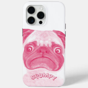 Personalised PINK Grumpy Puggy iPhone 15 Pro Max Case