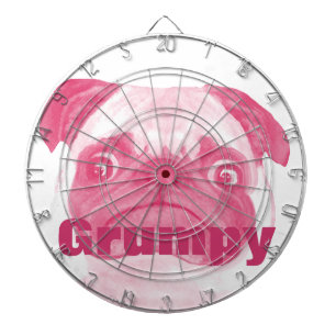 Personalised PINK Grumpy Puggy Dartboard