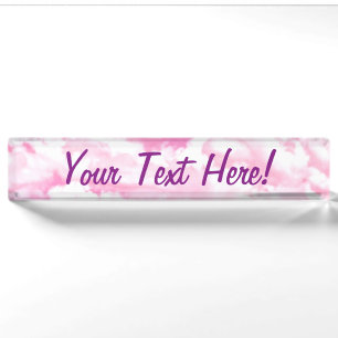Personalised Pink Happy Clouds Nameplate