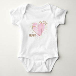 Personalised Pink Heart Baby Bodysuit
