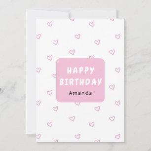 Personalised Pink Heart Birthday Card