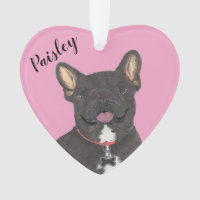 Personalised Pink Heart Black Brindle Frenchie