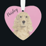 Personalised Pink Heart Blonde Cocker Spaniel Ornament<br><div class="desc">I am in love with this beautifully detailed watercolor illustration of a blonde, tan, or golden cocker spaniel dog! Personalise these reversible ornaments and make the nice list this year! Shop the rest of my collection for the sweetest housewarming, bridal shower, teacher, mother-in-law, husband, boyfriend, secret santa, sympathy, or tough-to-shop-for...</div>