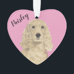 Personalised Pink Heart Blonde Cocker Spaniel Ornament<br><div class="desc">I am in love with this beautifully detailed watercolor illustration of a blonde, tan, or golden cocker spaniel dog! Personalise these reversible ornaments and make the nice list this year! Shop the rest of my collection for the sweetest housewarming, bridal shower, teacher, mother-in-law, husband, boyfriend, secret santa, sympathy, or tough-to-shop-for...</div>