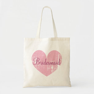 Personalised pink heart bridesmaid tote bags