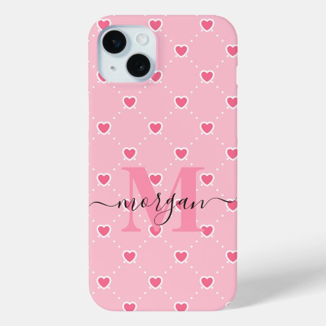 Personalised Pink Heart Case with Monogram Initial (Back)