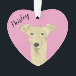 Personalised Pink Heart Fawn Greyhound Ornament<br><div class="desc">I am in love with this beautifully detailed watercolor illustration of a fawn greyhound on a sweet pink heart! Personalise these pastel ornaments and make the nice list this year! For the perfect presents, pair it with a matching item from the collection for a thoughtful housewarming, bridal shower, teacher, mother-in-law,...</div>