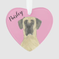 Personalised Pink Heart Fawn Masked Great Dane
