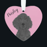 Personalised Pink Heart Flat Coated Retriever<br><div class="desc">I am in love with this beautifully detailed watercolor illustration of a flat coated retriever on a sweet pink heart! Personalise these pastel ornaments and make the nice list this year! For the perfect presents, pair it with a matching item from the collection for a thoughtful housewarming, bridal shower, teacher,...</div>