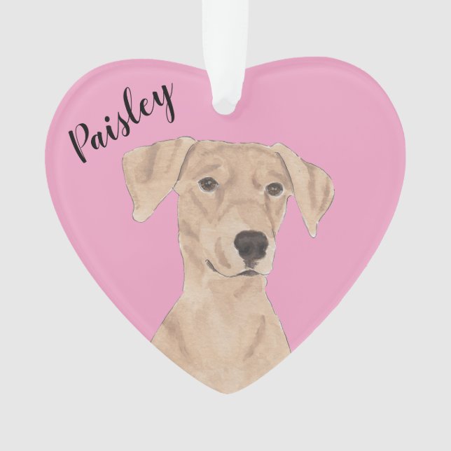 Personalised Pink Heart German Pinscher Ornament (Front)