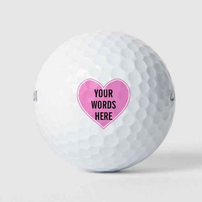Personalised Pink Heart Golf Balls (Front)