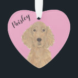 Personalised Pink Heart Irish Setter Ornament<br><div class="desc">I am in love with this beautifully detailed watercolor illustration of an irish setter dog on a sweet pink heart! Personalise these pastel ornaments and make the nice list this year! For the perfect presents, pair it with a matching item from the collection for a thoughtful housewarming, bridal shower, teacher,...</div>