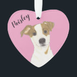 Personalised Pink Heart Jack Russell Terrier Ornament<br><div class="desc">I am in love with this beautifully detailed watercolor illustration of a jack russell terrier on a sweet pink heart! Personalise these pastel ornaments and make the nice list this year! For the perfect presents, pair it with a matching item from the collection for a thoughtful housewarming, bridal shower, teacher,...</div>