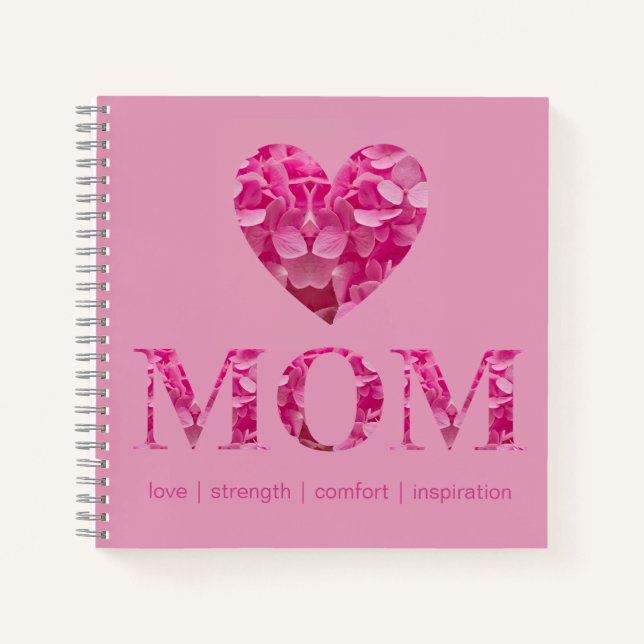 Personalised Pink Heart MOM Floral Recipe Book (Front)