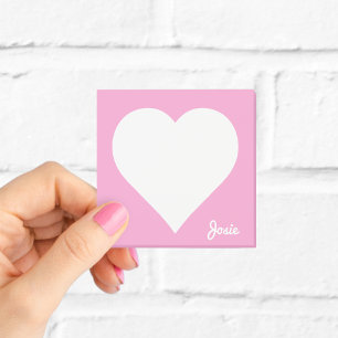 Personalised Pink Heart Sticky Notes