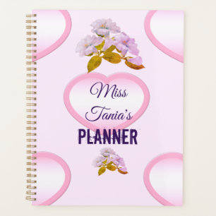 Personalised Pink Heart Teacher Planner