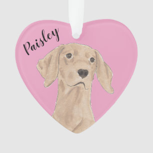 Personalised Pink Heart Vizsla Ornament