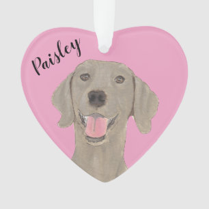 Personalised Pink Heart Weimaraner Ornament